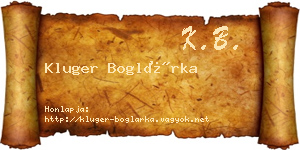 Kluger Boglárka névjegykártya