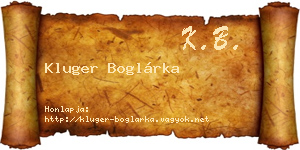 Kluger Boglárka névjegykártya